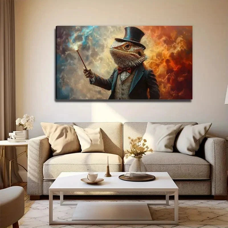 Modern Chameleon Magician Wall Art Canvas Office Home Room Framed 120x60cm