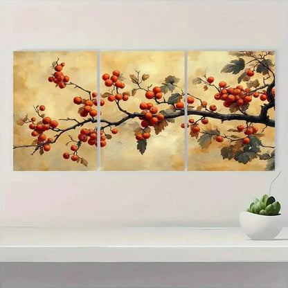 3pcs Cherry Blossoms and Fruits Wall Art Canvas Unframed – High Quality Print 100% Australian Made Wall Canvas - Bella Home Decor