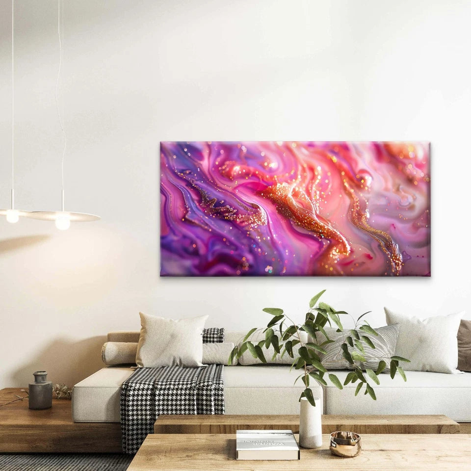 Marble Ink Texture With Glitter Wall Art Canvas Office Home Room Framed 120x60cm - Bella Home Decor