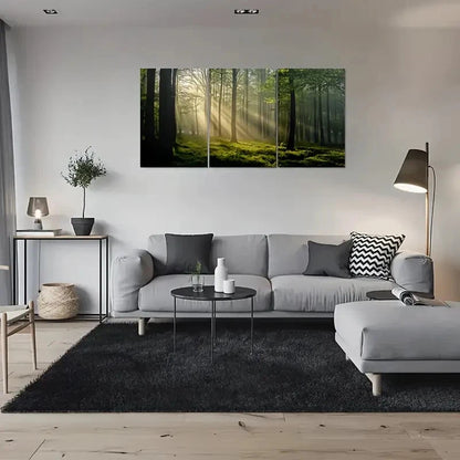 3pcs Sunshine Through the Trees Forest Wall Art Set Canvas Framed 60x90cm - High Quality Print 100% Australian Made Wall Canvas Ready to Hang