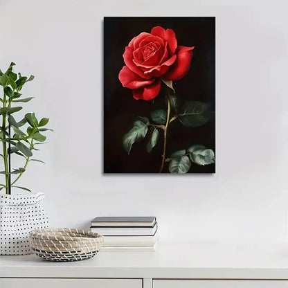 Beautiful Carnation Colorful Vibrant Red Rose Painting 40x60cm Metal Print Ready to Hang - Bella Home Decor