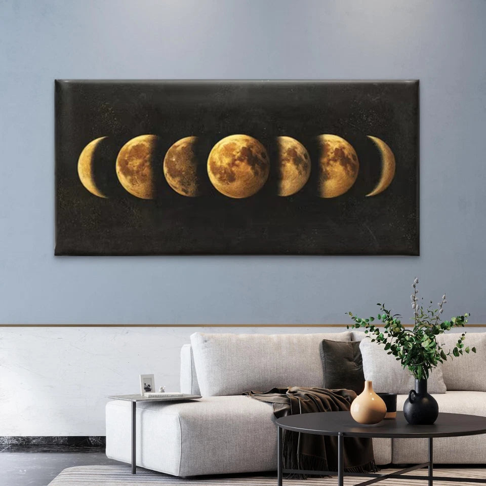Celestial Lunar Cycle Chart  Wall Art Canvas Office Home Room Framed 120x60cm