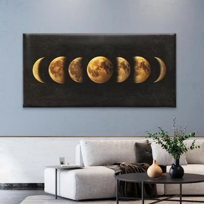 Celestial Lunar Cycle Chart  Wall Art Canvas Office Home Room Framed 120x60cm
