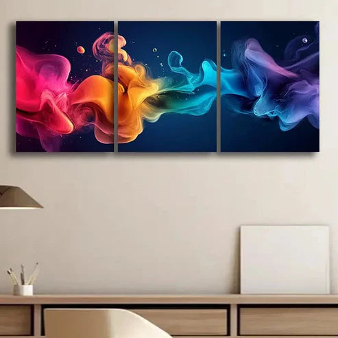 3pcs Vibrant Explosion of Colors Neon Perfect Wall Art Set Canvas Unframed - High Quality Print 100% Australian Made Wall Canvas