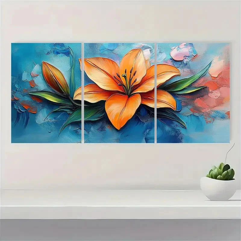 3pcs  Original Lily Flower  KL    Wall Art Set Canvas Framed 60x90cm - High Quality Print 100% Australian Made Wall Canvas Ready to Hang - Bella Home Decor