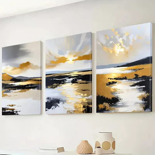 3pcs Modern Abstract Landscape Canvas Framed 60x90 cm - High Quality Print 100% Australian Made Wall Canvas Ready to Hang - Bella Home Decor