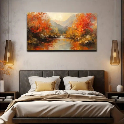Trees Mountains Streams Spaces Wall Art Canvas Office Home Room Framed 120x60cm
