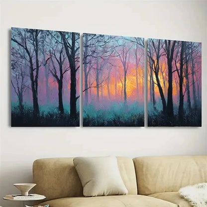 3pcs Sunrise Virginia Forest Misty Landscape Wall Art Set Canvas Framed 40x60cm - High Quality Print 100% Australian Made Wall Canvas Ready to Hang