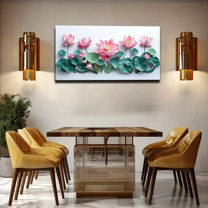 Pink Water Lilies Light Blue Wall Art Canvas Office Home Room Framed 120x60cm