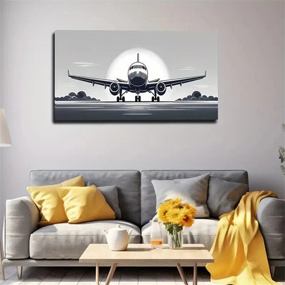 Aviation-Themed Décor Clouds Wall Art Canvas Office Home Room Framed 120x60cm