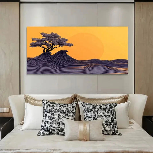 Minimalist Pine Trees On Hill Wall Art Canvas Office Home Room Framed 120x60cm