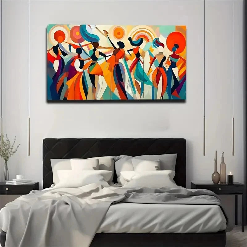 Bohemian Abstract Dance Wall Art Canvas Office Home Room Framed 120x60cm