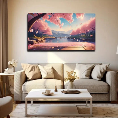 Pink Leaves Dreamlike Wall Art Canvas Office Home Room Framed 120x60cm