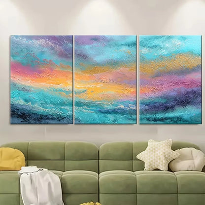 3pcs Abstract Seascape Oil Painting Wall Art Set Canvas Framed 40x60cm - High Quality Print 100% Australian Made Wall Canvas Ready to Hang - Bella Home Decor