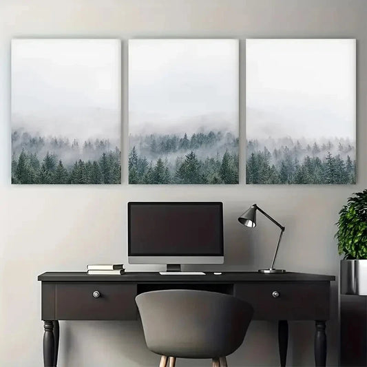 3pcs Modern Minimalist Pine Trees Metal Print Ready to Hang Art