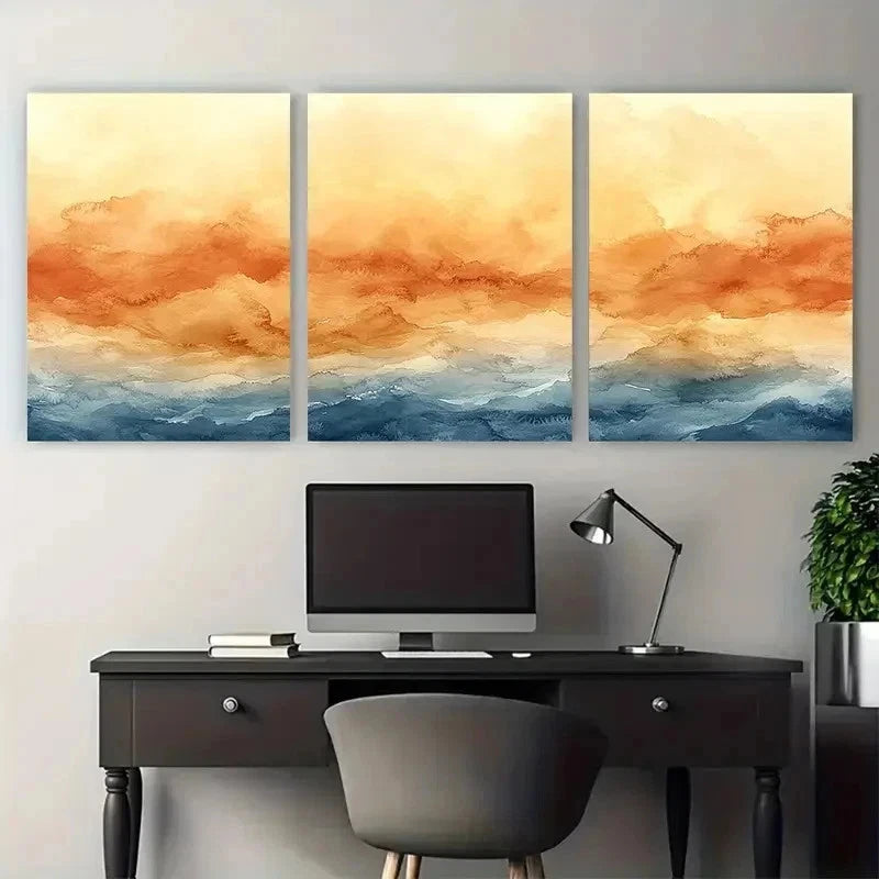 3pcs Abstract Beige Color Brushstroke Perfect Wall Art Set Canvas Framed 50x70cm - High Quality Print 100% Australian Made Wall Canvas Ready to Hang - Bella Home Decor