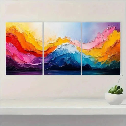 3pcs Abstract Colorful Modern Home  Wall Art Canvas Unframed - High Quality Print 100% Australian Made Wall Canvas - Bella Home Decor