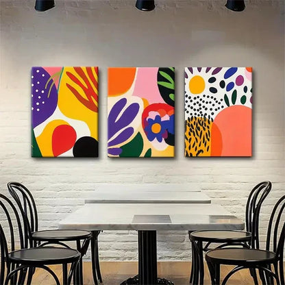 3pcs Vibrant Abstract Floral & Geometric Perfect Wall Art Canvas Unframed – High Quality Print 100% Australian Made Wall Canvas
