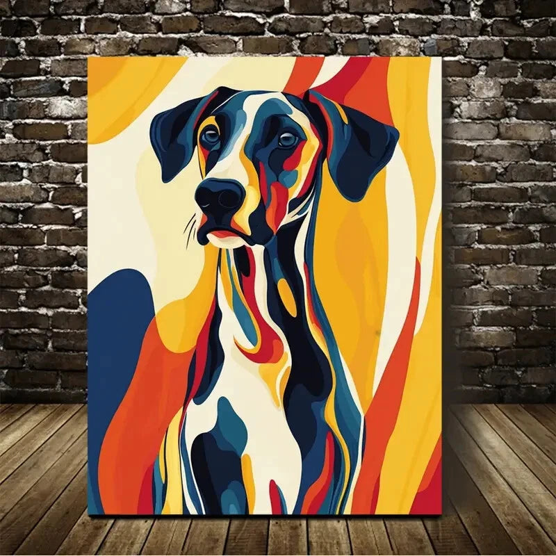 Beautiful Abstract Art Long Dog Pattern Painting  40x60cm Metal Print Ready to Hang - Bella Home Decor