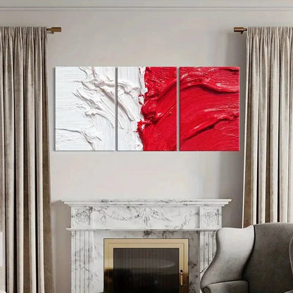 3pcs Abstract Red White Contrast Design Wall Art Set Canvas Framed 60x90cm - High Quality Print 100% Australian Made Wall Canvas Ready to Hang - Bella Home Decor