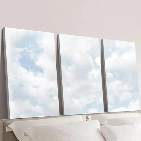 3pcs Natural Blue Sky Cloud Painting Wall Art Canvas Unframed - High Quality Print 100% Australian Made Wall Canvas