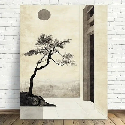 Beautiful Modern Minimalist Tree Vintage Painting  40x60cm Metal Print Ready to Hang - Bella Home Decor