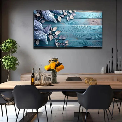 Blue Textured Wood Panels Blue Wall Art Canvas Office Home Room Framed 120x60cm - Bella Home Decor