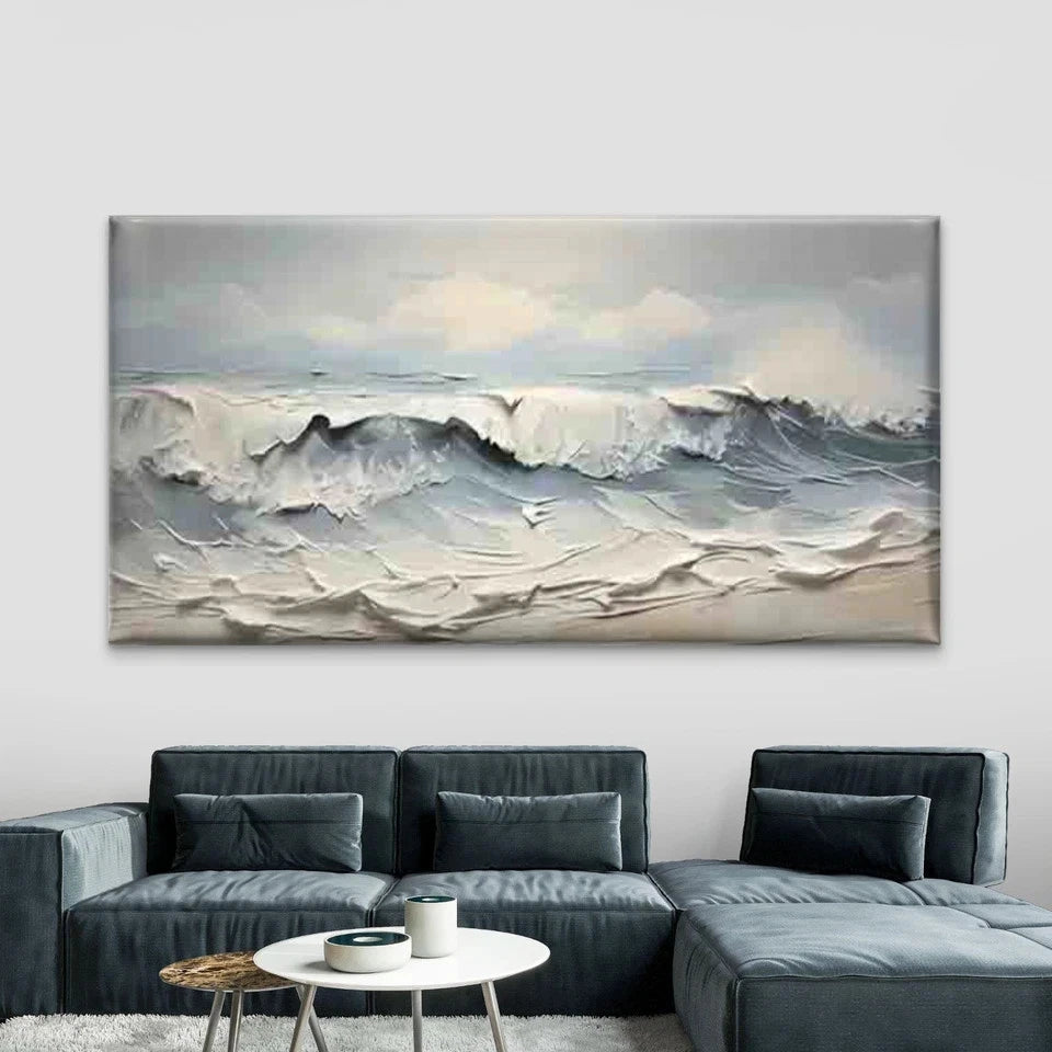 Abstract Ocean Wave Wall Art Canvas Office Home Room Framed 120x60cm