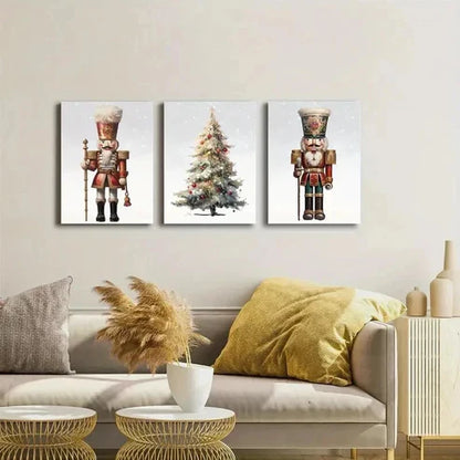 3pcs Nutcracker & Christmas Tree Wall Art Set Canvas Unframed - High Quality Print 100% Australian Made Wall Canvas