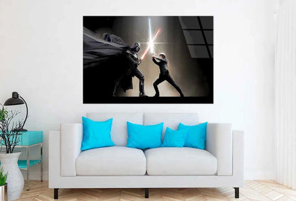 Warriors Clashing Laser Swords Glass Printing Wall Art Australian Made Quality - Bella Home Decor
