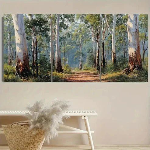 3pcs Serene Eucalyptus Gum Tree Painting Wall Art Set Canvas Unframed - High Quality Print 100% Australian Made Wall Canvas - Bella Home Decor