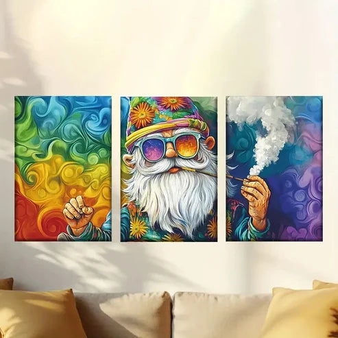 3pcs Dwarf with Glasses & Beard Wall Art Canvas Unframed - High Quality Print 100% Australian Made Wall Canvas