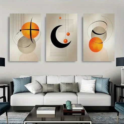 3pcs Abstract Geometric Spheres & Circles Wall Art Canvas Unframed – High Quality Print 100% Australian Made Wall Canvas - Bella Home Decor