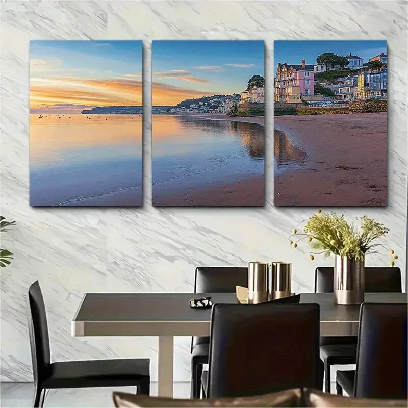 3pcs Meadfoot Beach Scenery Serene Coastal Metal Print Ready to Hang Art - Bella Home Decor