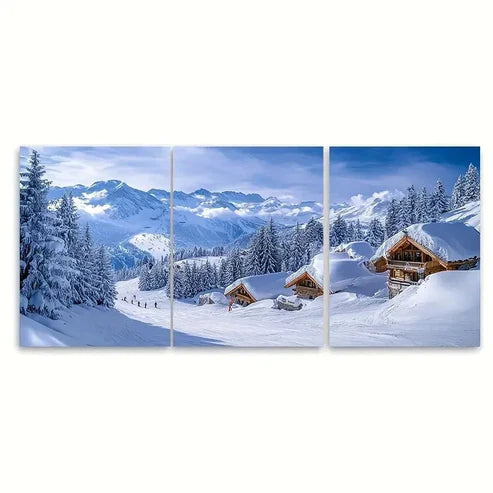 3pcs Ski Resort Print Luxe Alpine Art  Wall Art Set Canvas Unframed – High Quality Print, 100% Australian Made Wall Canvas - Bella Home Decor