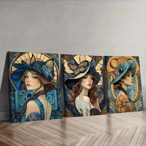 3pcs Beautiful woman Wall Art Canvas Unframed - High Quality Print 100% Australian Made Wall Canvas - Bella Home Decor