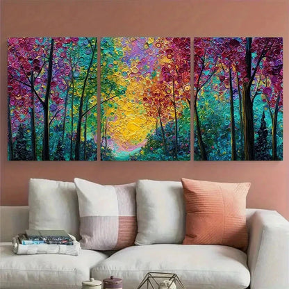 3pcs Large Abstract Sunset Forest Autumn Perfect Wall Art Set Canvas Framed 60x90cm - High Quality Print 100% Australian Made Wall Canvas Ready to Hang