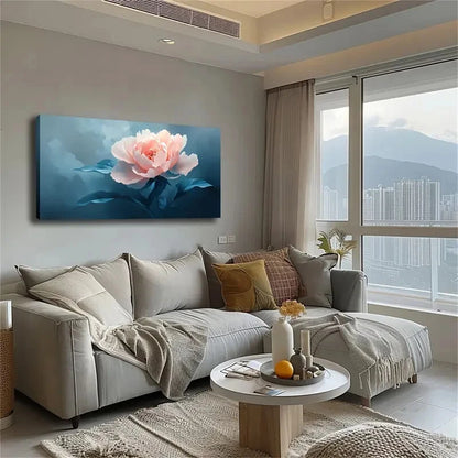 A Blooming Pink Peony Flower Wall Art Canvas Office Home Room Framed 120x60cm - Bella Home Decor