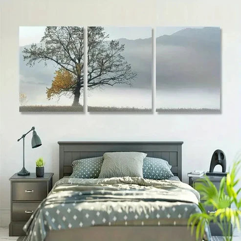 3pcs Vibrant Tree & Mountain Landscape Wall Art Set Canvas Unframed - High Quality Print 100% Australian Made Wall Canvas