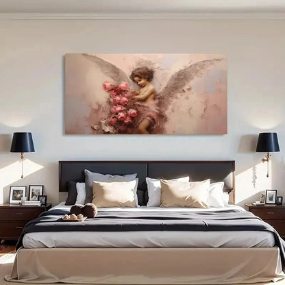 Vintage Abstract Cupid Angel Wall Art Canvas Office Home Room Framed 120x60cm - Bella Home Decor