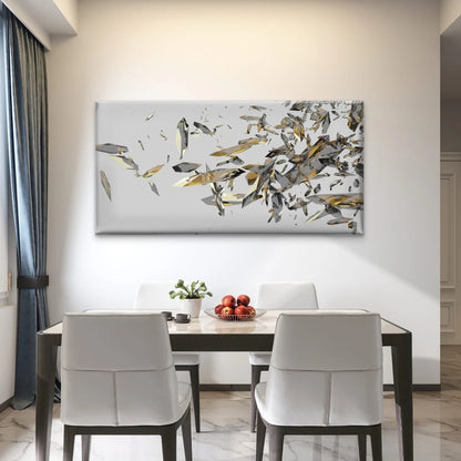 Broken Glass Shards Abstract Wall Art Canvas Office Home Room Framed 120x60cm - Bella Home Decor