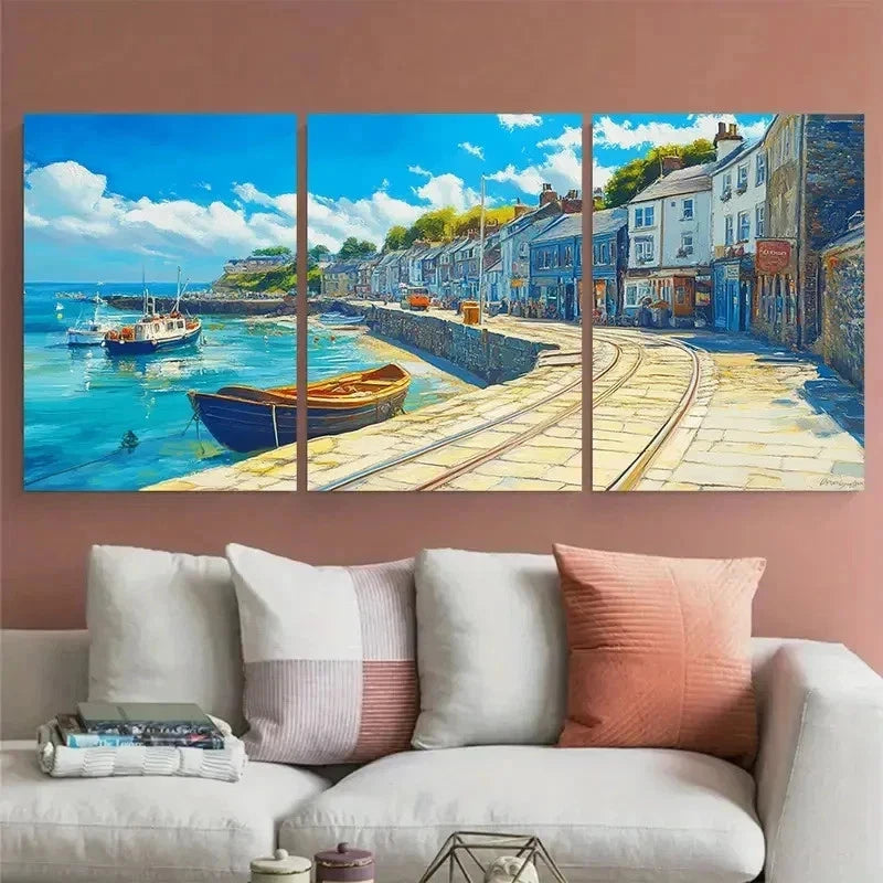 3pcs Looe And Coastal Beach Acrt Perfect Wall Art Set Canvas Framed 60x90cm - High Quality Print 100% Australian Made Wall Canvas Ready to Hang