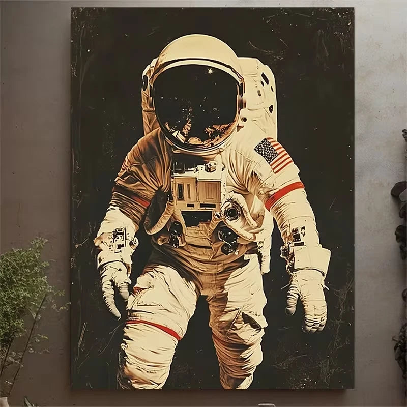 An Astronaut in Space Metal Print Ready to Hang