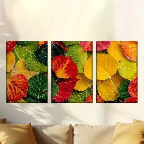 3pcs Autumn Leaves Wallpapers Wall Art Canvas Unframed – High Quality Print 100% Australian Made Wall Canvas - Bella Home Decor