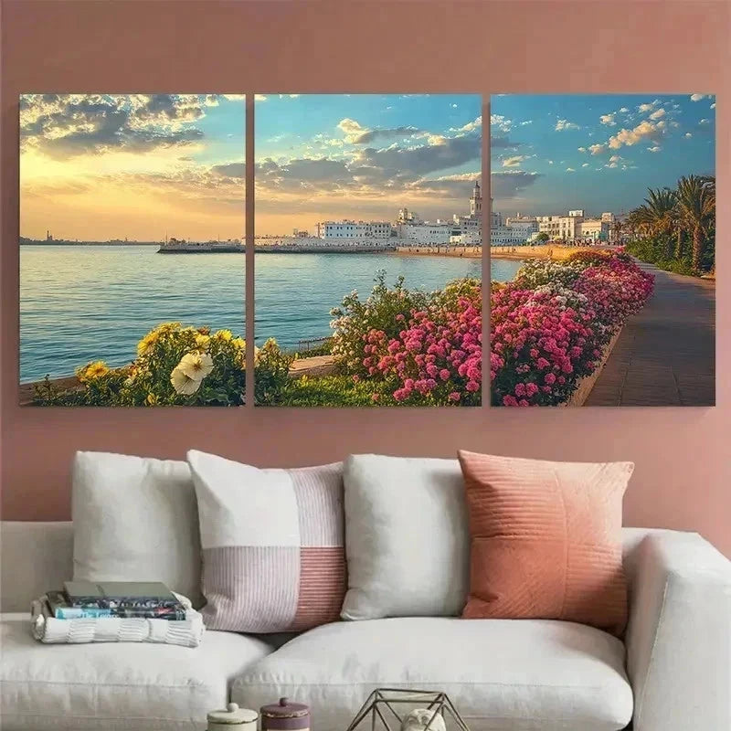 3pcs North African Decor Algerian Perfect Wall Art Set Canvas Framed 60x90cm - High Quality Print 100% Australian Made Wall Canvas Ready to Hang