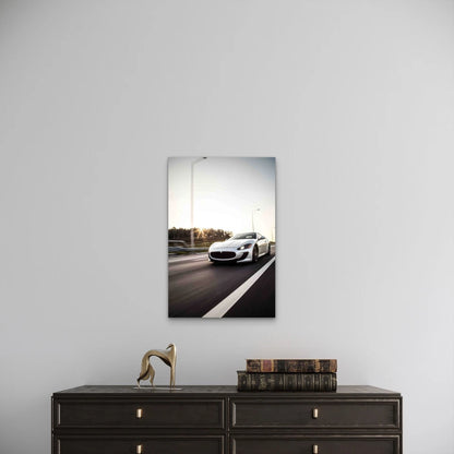 A Sliver Metallic Color Sport Car Metal Print Ready to Hang