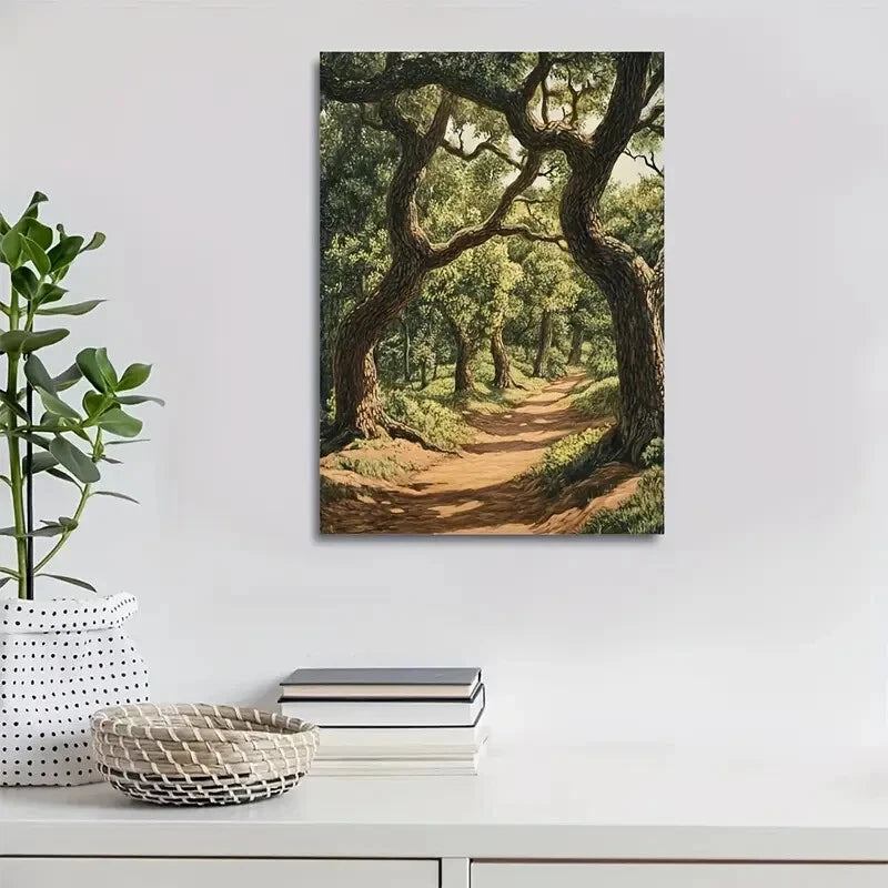 Beautiful Flourishing Oak Forest Scene Lush 40x60cm Metal Print Ready to Hang - Bella Home Decor