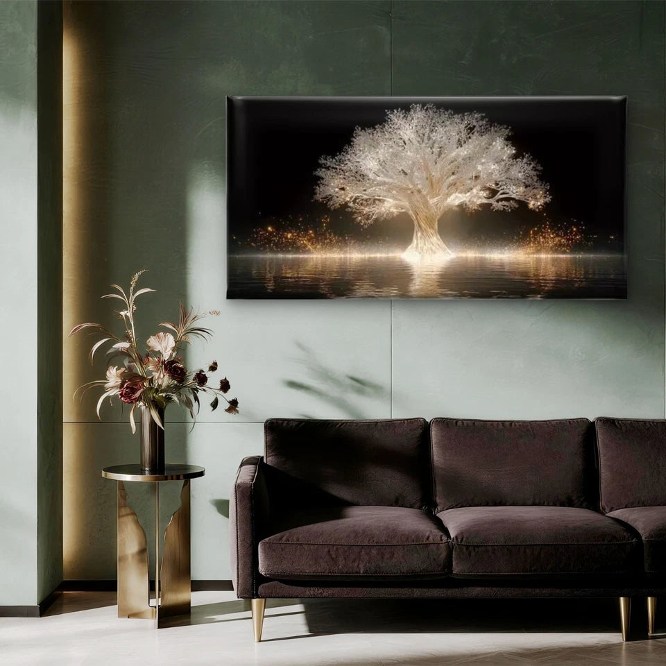 The Tree of Light Wall Art Canvas Office Home Room Framed 120x60cm - Bella Home Decor