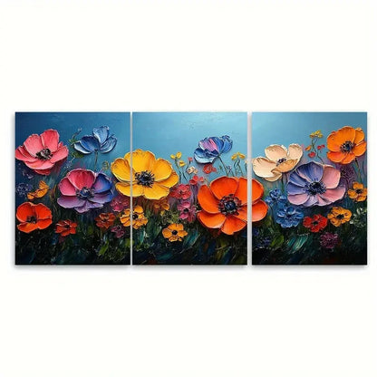 3pcs Bright Floral Rivers Edge TY    Wall Art Set Canvas Framed 40x60cm - High Quality Print 100% Australian Made Wall Canvas Ready to Hang - Bella Home Decor