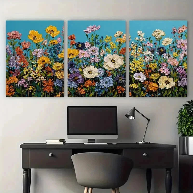3pcs Coastal Beach Flowers Beach Ocean Perfect Wall Art Set Canvas Framed 50x70cm - High Quality Print 100% Australian Made Wall Canvas Ready to Hang - Bella Home Decor
